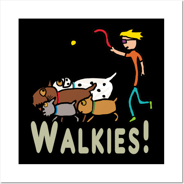 Dog Walking Walkies Wall Art by Mark Ewbie
